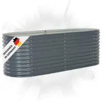 DELUKE rundes Hochbeet für Garten BLUMO | Verzinkter Stahl | Wetterfest | Gartenbeet rund Kräuterbeet Blumenbeet Frühbeet für Garten Gemüsebeet, 240x80x81cm, Grau