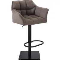 DELUKE Barhocker SIHAR - Stoff Grau 64x45x88 cm Schwarz | Barstuhl Höhenverstellbar Mit Lehne Drehbar Tresenhocker Tresenstuhl Kneipenhocker Kneipenstuhl