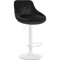 DELUKE Barhocker FALON - Samt Schwarz 46x49x83 cm Weiß | Barstuhl Mit Lehne Drehbar Tresenhocker Tresenstuhl Kneipenhocker Kneipenstuhl