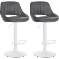 DELUKE 2er Set Barhocker SEGAD - Kunstleder Grau 47x48x85 cm Weiß | Barstuhl Höhenverstellbar Mit Lehne Drehbar Tresenhocker Tresenstuhl Kneipenhocker