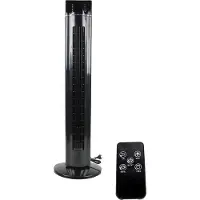 JUNG LIFETIME Ventilator leise mit Fernbedienung & Timer 107cm schwarz/silber, 60W, ENERGIESPAREND, 75° Oszillation, Lüfter Standventilator für Schlaf