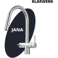 KLARWERK Jana | ausziehbare 3-Wege Armatur Edelstahl Silber matt | Filter Trinkwasser Wasserhahn Küche | Osmose Mischbatterie U-Auslauf 3 Anschlüsse