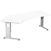 Geramöbel Flex Schreibtisch weiß L-Form, C-Fuß-Gestell silber 216,6 x 113,0 cm