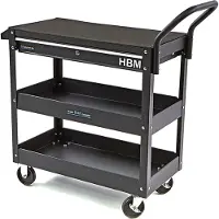 HBM Werkzeugwagen mit 3 Etagen, Schublade und Reck, 87 cm, schwarz