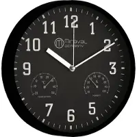 Miraval Wanduhr Thermometer Hygrometer 250 mm Küchenuhr Wohnzimmer Luftfeuchtigkeit Temperaturanzeige Analog Bürouhr Moderne Wanduhr