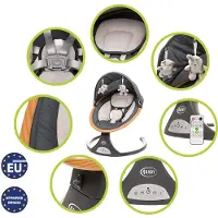4Baby | Elektrische Babyschaukel - Babyschaukel bis 9 kg - Babywippen - 5 Geschwindigkeiten - Musik - Timer - Ergonomisch - Rock’n Relax 2024- Grau