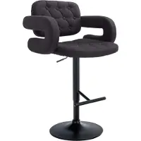 DELUKE Barhocker BURID - Stoff Schwarz 62x55x103 cm Schwarz | Barstuhl Höhenverstellbar Mit Lehne Drehbar Tresenhocker Tresenstuhl Kneipenhocker Kneipenstuhl