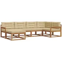 vidaXL Outdoor-Sofagarnitur 6 stk. Natur und Beige