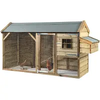 FATMOOSE Hühnerstall mit Auslauf CosyChicken Cottage aus Holz - 243x95x148 cm