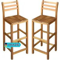 DELUKE Barhocker LENI 2er Set Massivholz Akazie | Barstühle Küchenhocker Thekenhocker für Küche Hausbar