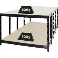 Proregal Mega Deal | 4x Werkbank Tiger | 300 kg pro Fachboden | HxBxT 90x140x60 cm | Schwarz