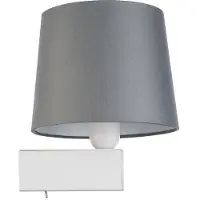 Licht-Erlebnisse Wohnliche Wandleuchte mit Schalter Weiß Grau E27 Stoffschirm Wohnzimmer Schlafzimmer Wandlampe