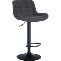 DELUKE Barhocker CARAM - Stoff Schwarz 48x54x81 cm | Barstuhl Höhenverstellbar Mit Lehne Drehbar Tresenhocker Tresenstuhl Kneipenhocker Kneipenstuhl