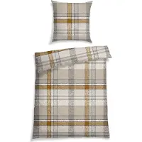Schiesser Bettwäscheset Arno | Feinbiber | 100% Baumwolle aus nachhaltiger Produktion | 135x200cm + 80x80cm | Natur-Grau