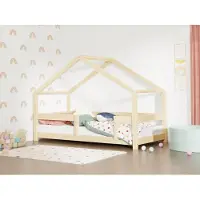 Benlemi Hausbett LUCKY mit Rausfallschutz 120x180 cm - Weiß 80x200 cm Hellgrau, Mit einer Barriere