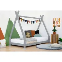 Benlemi Kinderholzbett NAKANA in Form eines Tipis 80x180 cm Himmelblau