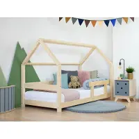 Benlemi Hausbett TERY mit Rausfallschutz 90x200 cm Dunkelgrau, Mit zwei Barrieren