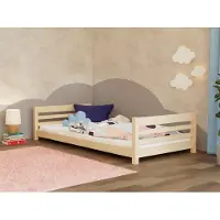 Benlemi Niedriges Kinder-Einzelbett aus Holz TULY mit zwei Kopfteilen 80x160 cm Pastellrosa