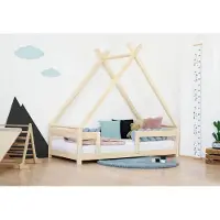 Benlemi Kinderhausbett TAHUKA in Tipi-Form mit Sicherheitsbarriere 120x190 cm Pastellrosa