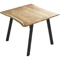 Casa Massiva Esszimmertisch 80x80 cm Laxmi, echte Baumkante, naturfarben, massiver Esstisch aus Akazienholz, Baumkantentisch mit Vier Metallbeinen Schwarz