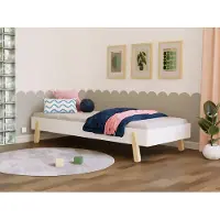 Benlemi Einzelbett NOVA 90x200 cm Beige, Gerade Beine, Mit der Barriere
