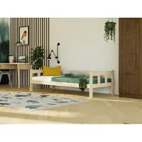 Benlemi Einzelbett mit Kopfteilen FENCE 2-in-1 aus Holz 80x200 cm Beige