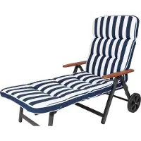 Kettler Auflage Rollliege Alicante 2155 extrabreit blau-weiß Blockstreifen 200x65x9 cm KETTtex Stegkissen