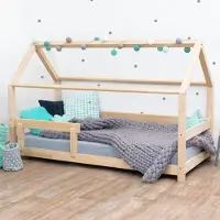Benlemi Children's House Bed TERY with Firm Bed Guard - Natural decor - 120 x 200 cm