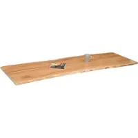 Casa Massiva Holzplatte 100x40 cm Emilio, Tischplatte aus Akazienholz massiv + eichefarben, Baumkanten-Platte für Heimwerker, geeignet für Arbeitsplatten, Tische & Fensterbretter