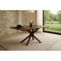 Casa Massiva Esstisch Roberto | 140 x 80 cm | Akazienholz massiv | Farbe: Kastanie | Schweizer Kante & abgerundete Ecken | Spider-Gestell Holz kastanienfarbig
