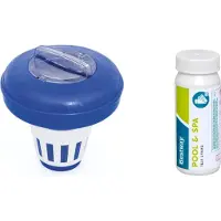 Bestway | Flowclear Dosierschwimmer Kit inkl. 50 Teststreifen | 16,5 cm Ø | Poolwasser sauber und kristallklar