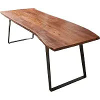 Casa Massiva Esszimmertisch 220x100 cm Havanna, Baumkantentisch nussbaumfarben, Akazienholz massiv, schräges U-Gestell Metall schwarz