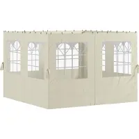 Welikera Pavillon-Seitenwände, 4 Seitenwand-Paneele für Gartenpavillon, mit Reißverschluss, 3 x 4 m Pavillon, Cremeweiß