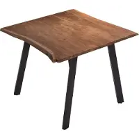 Casa Massiva Esszimmertisch 90x90 cm Laxmi, echte Baumkante, nussbaumfarben, massiver Esstisch aus Akazienholz, Baumkantentisch mit Vier Metallbeinen Schwarz