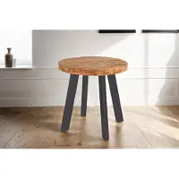 Casa Massiva Runder Esszimmertisch 90 cm Adelina, Mangoholz massiv & naturfarben, Esstisch im Used-Look, 4-Fuß-Gestell aus Metall schwarz, aufgedoppelte Tischplatte 50 mm (25+25mm)
