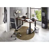 Casa Massiva Schreibtisch Palma 140x80 cm, Akazienholz nussbaumfarben & massiv, Bürotisch mit echter Baumkante, Computertisch mit U-Gestell aus Metall Mattschwarz
