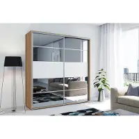 FURMEB Patryk Hojka FurMeb24 Schiebetrenschrank A6 17524562 cm â Wei / Craft Gold - mit Spiegel