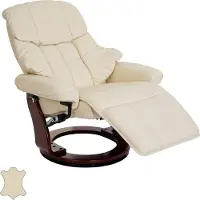 Robas Lund MCA Relaxsessel Windsor 2, Fernsehsessel Sessel, Echtleder 150kg belastbar creme, Walnuss-Optik