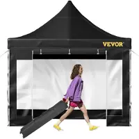 Sweiko Pavillon Faltpavillon 3x3m Faltpavillon 240g PVC-beschichtetes Polyester Pop-Up-Pavillon 1,95-2,13m Einstellbar Partyzelt Gartenzelt Strandzelt für
