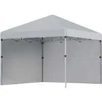 Welikera Faltpavillon, zwei Seitenwände, Tragetasche, Stahlrahmen, hellgrau, 3 x 3 x 2,7 m
