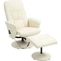 Novzep Massagesessel mit Fußhocker, Ergonomischer Stuhl mit 10 Vibrationspunkten, Kunstleder, 76 x 81 x 105 cm, Cremeweiß
