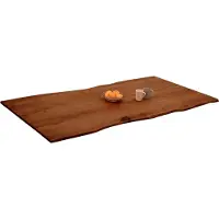 Casa Massiva Tischplatte 240 x 100 cm | Akazienholz massiv | Nussbaumfarben | Echte Baumkante | Pflegeleichtes Unikat für DIY-Ideen | geeignet für Esstische, Arbeitsflächen & Bartische