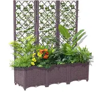 CHILLROI Hochbeet mit Rankhilfe, ca. 120 x 40 x 136/30 cm - Braun