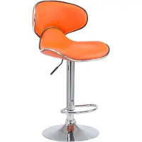 DELUKE Barhocker FAMIR - Kunstleder Orange 46x49x88 cm Silber | Barstuhl Mit Lehne Tresenhocker Tresenstuhl Kneipenhocker Kneipenstuhl