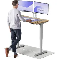 Desktronic HomePro Elektrisch höhenverstellbarer Schreibtisch 120x60cm Massive Eiche/Graumit Memory-Funktion, Anti-Kollisions Technologie, USB-A und USB-C-Ladeanschlüssen
