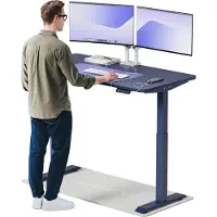 Desktronic HomeOne Elektrisch höhenverstellbarer Schreibtisch 140x70cm Blau/Blau mit Memory-Funktion, Anti-Kollisions Technologie, USB-A und USB-C-Ladeanschlüssen