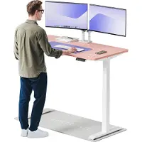 Desktronic HomeOne Elektrisch höhenverstellbarer Schreibtisch 140x70cm Weiß/Rosa mit Memory-Funktion, Anti-Kollisions Technologie, USB-A und USB-C-Ladeanschlüssen