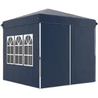 Dopwii 2,5 x 2,5 m Pop-up-Pavillon mit Seitenwänden und Tragetasche, UPF50+ höhenverstellbares Gartenzelt, Dunkelblau