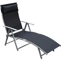 Dopwii Sonnenliege klappbar Strandliege mit Kissen Liegestuhl mit 7-Fach verstellbare Rückenlehne Gartenliege Relaxliege Gartenstuhl bis 165 kg belastbar, für Garten Urlaub Outdoor, Schwarz