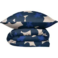 Schiesser Bettwäscheset Blossom | Renforcé | 2-teilig | Floral | 100 % Baumwolle | Reißverschluss | 135x200 cm + 80x80 cm | Blau